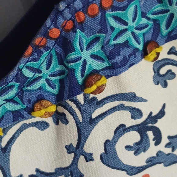 Paul Brent Canvas Beach Tote Bag / Purse With Beaded Starfish - Picture 5 of 16